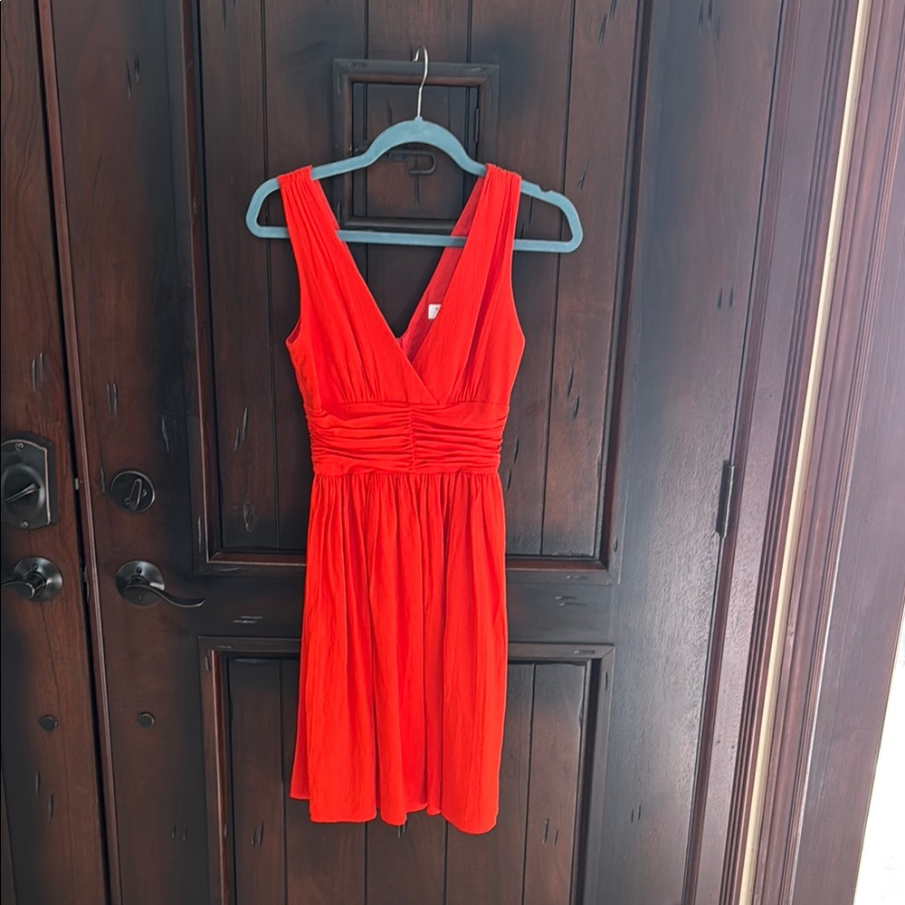 Orange Red A-line Sleeveless Dress